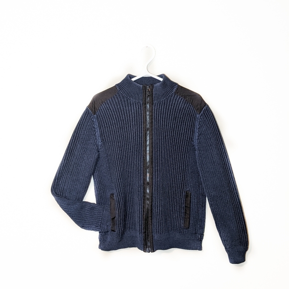 CALVIN KLEIN BLUE ZIP UP MEN'S SWEATER - Picture 1 of 8